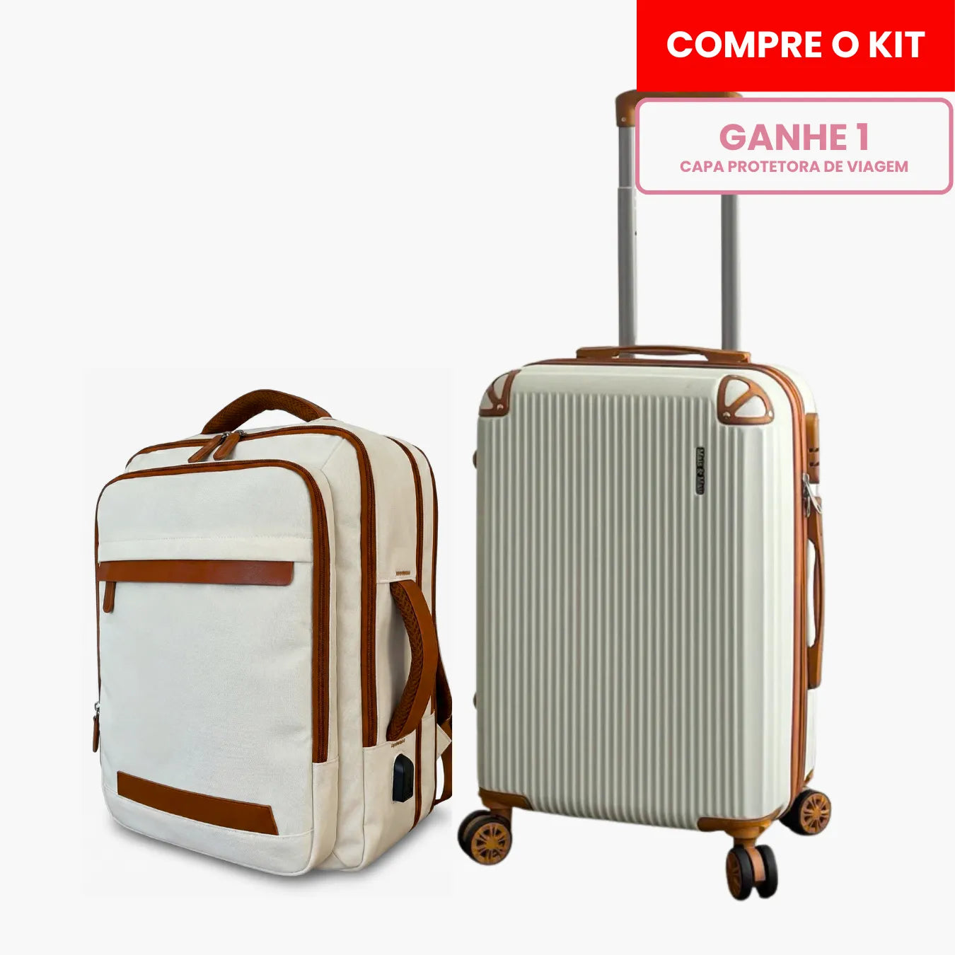 Kit Mala de Bordo 10kg e Mochila Siena™ com Capa Protetora