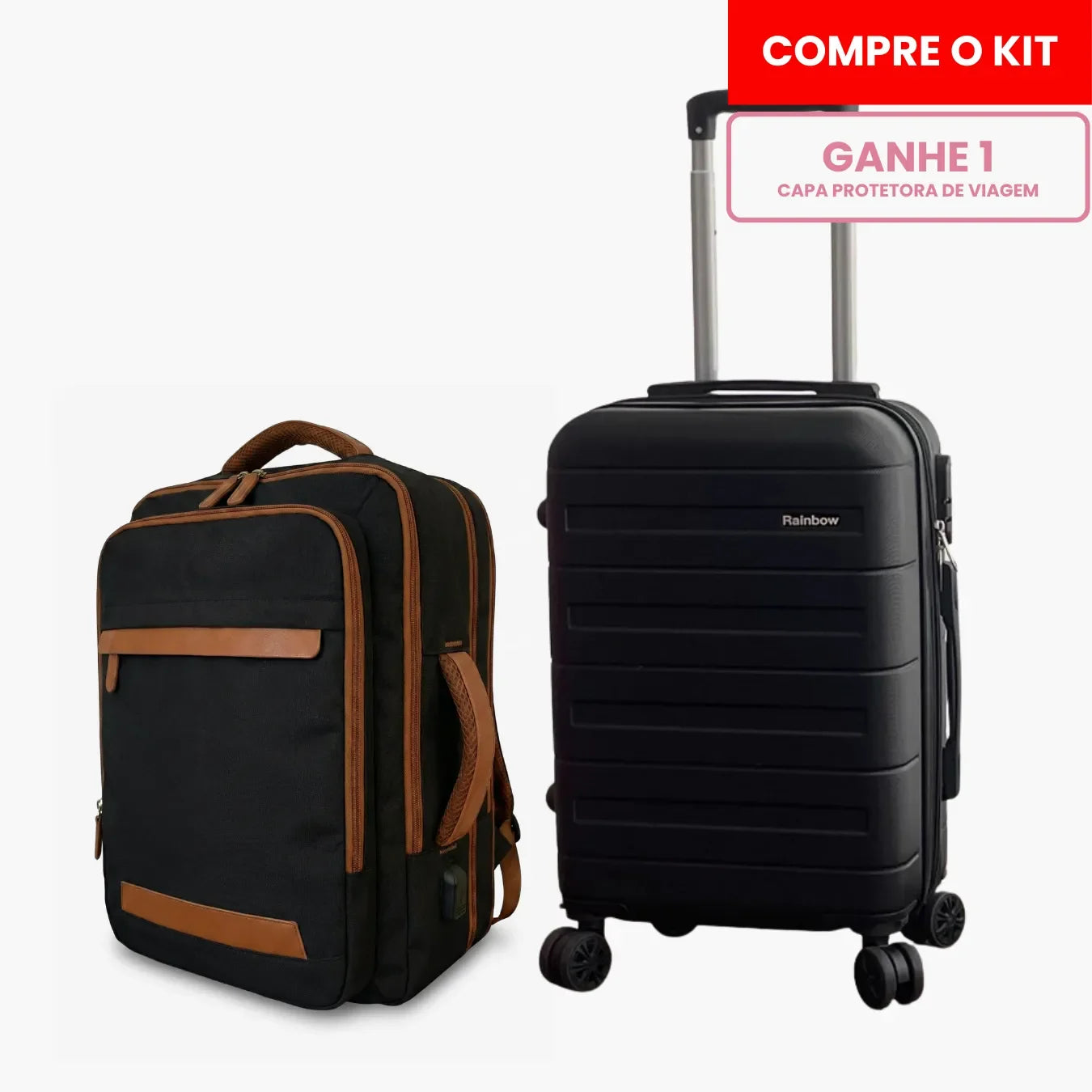 Kit Mala de Bordo 10kg e Mochila Siena™ com Capa Protetora