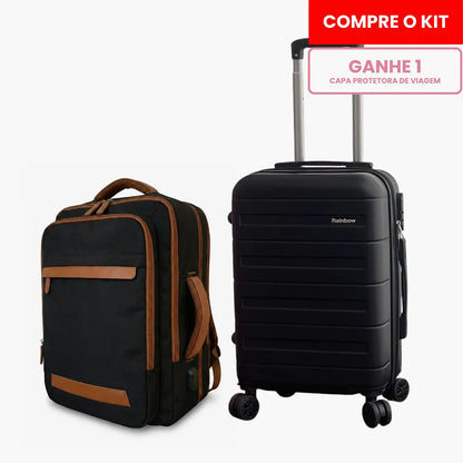 Kit Mala de Bordo 10kg e Mochila Siena™ com Capa Protetora