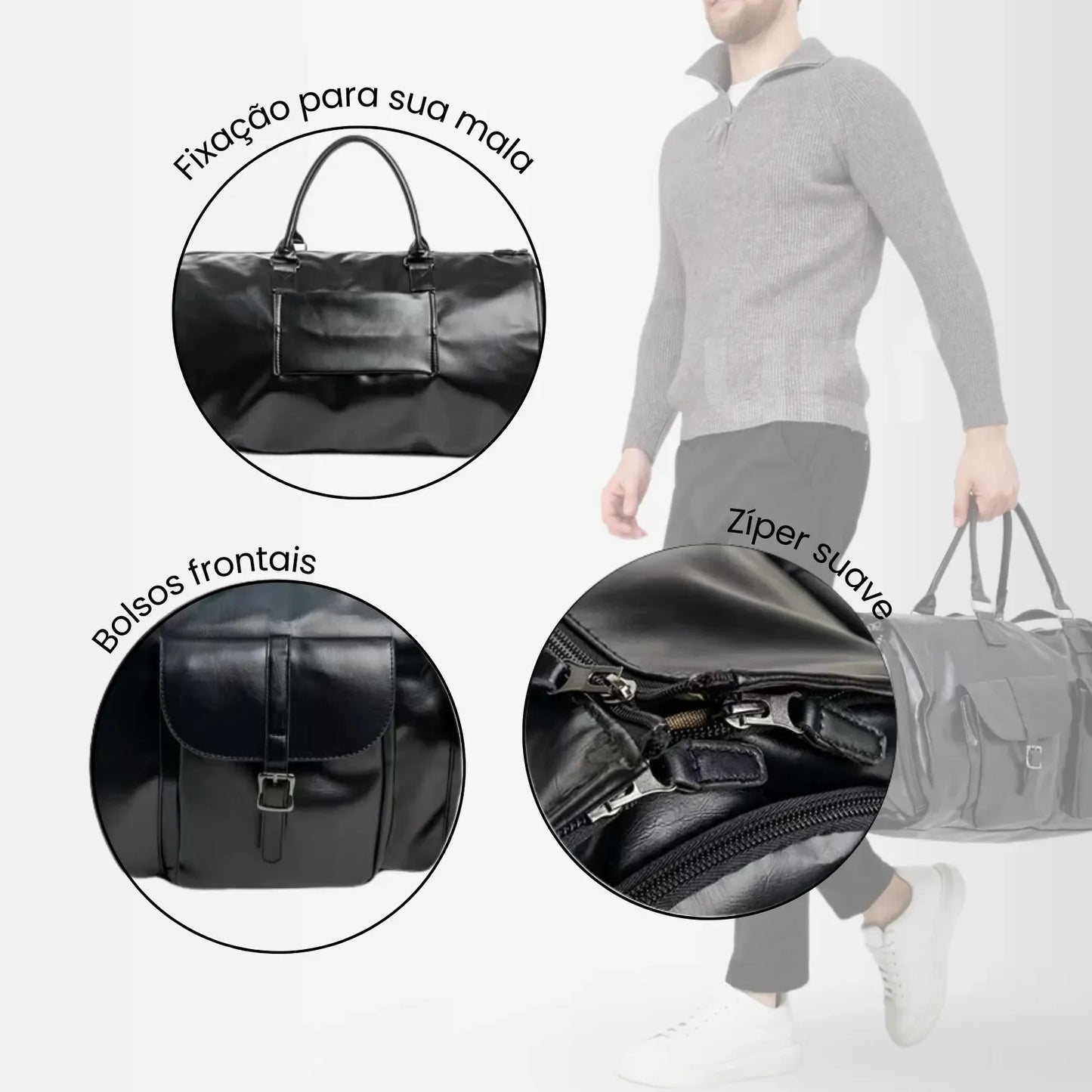 Bolsa de Viagem 2 em 1 Porta-Terno em Couro Premium - ClassyBag™