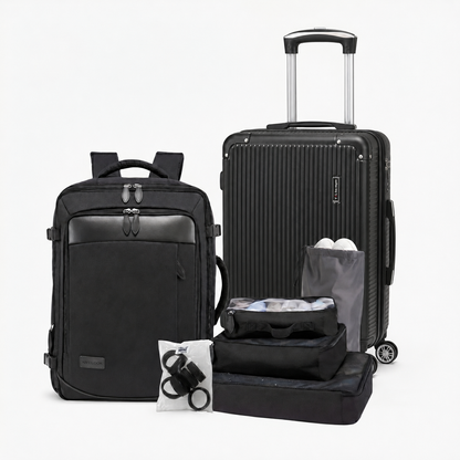 Kit de Viagem NovaTech™ Completo — Mala + Mochila Combinando