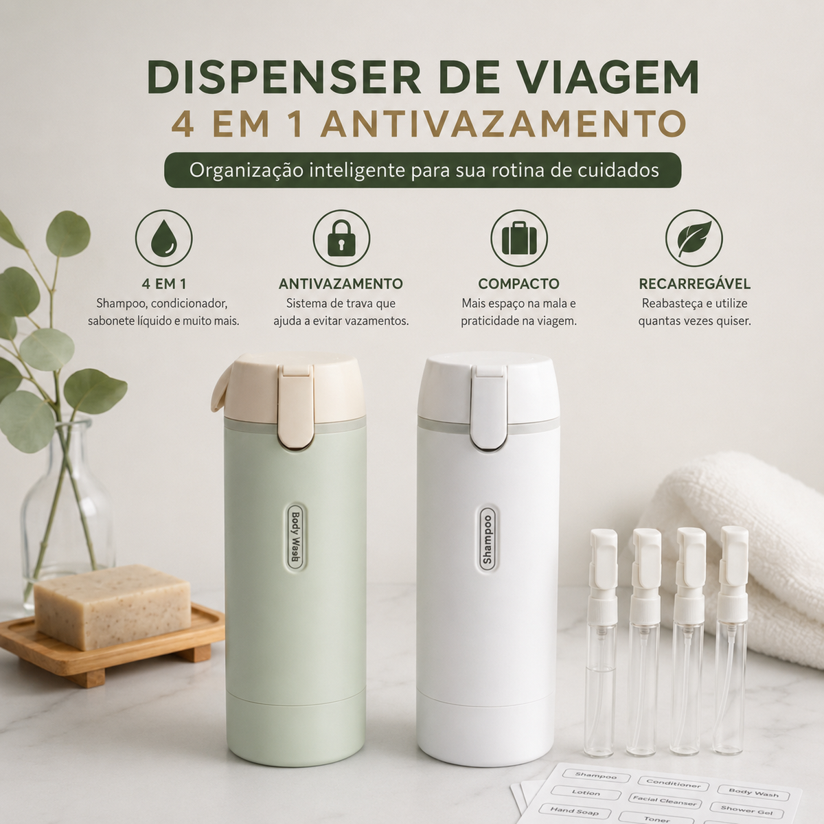 Dispenser de Viagem Inteligente 4 em 1: Organização Antivazamento - GOPACKO™