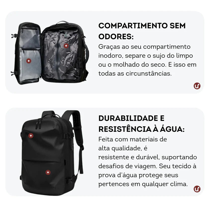 Mochila de Viagem Mala de Bordo a Vácuo 50L Impermeável - VacPack™