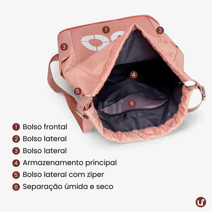 Mochila Saco Esportiva Impermeável com Bolso Antifurto - T60