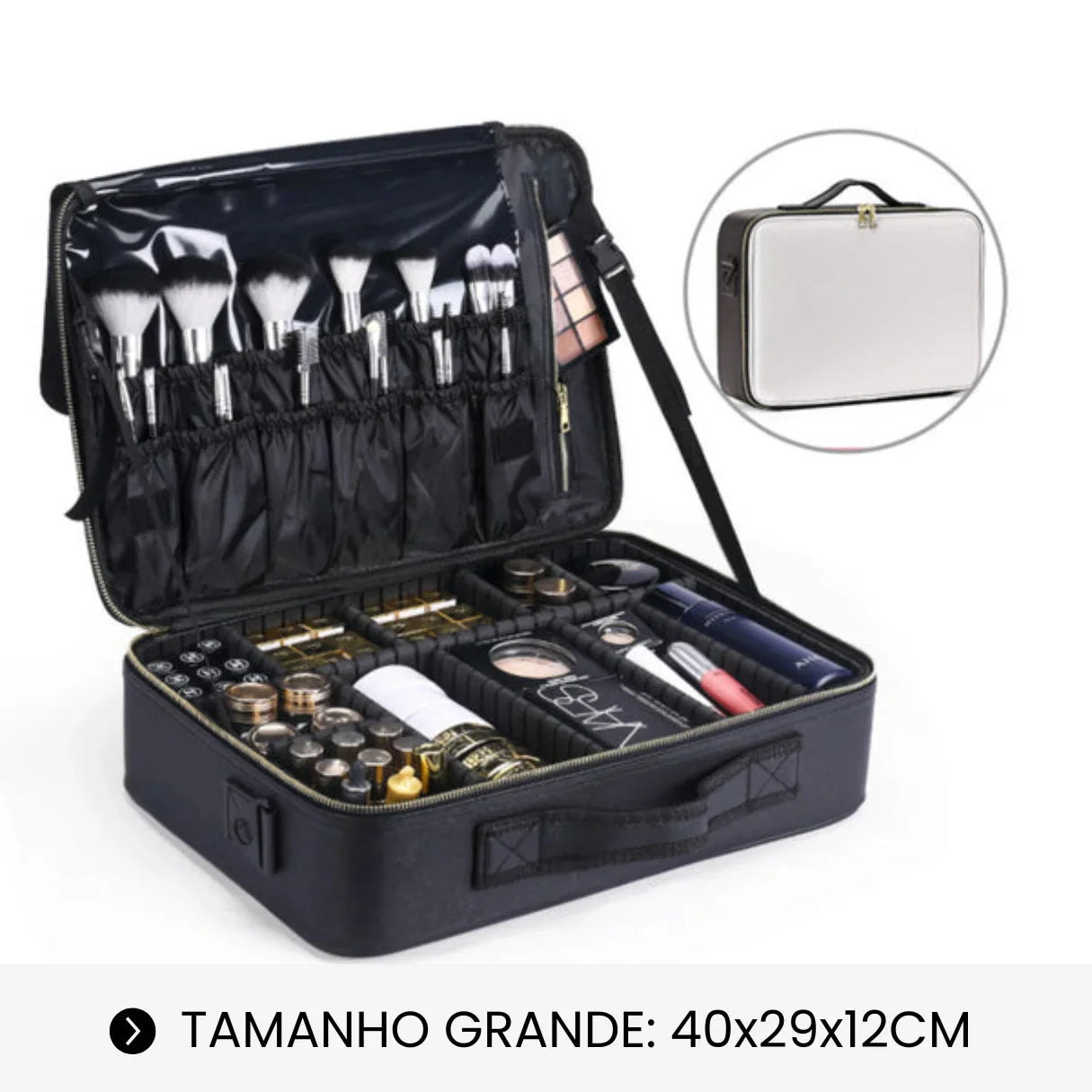 Maleta de Maquiagem Profissional Grande com Divisórias Ajustáveis - LaryBag™