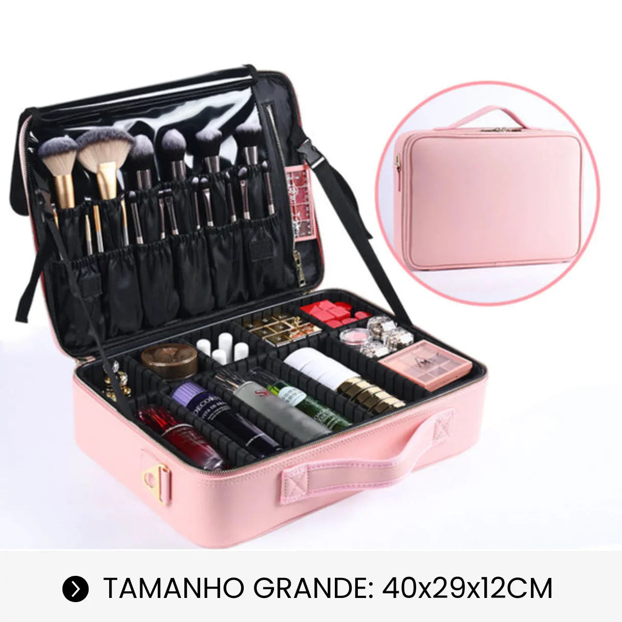 Maleta de Maquiagem Profissional Grande com Divisórias Ajustáveis - LaryBag™