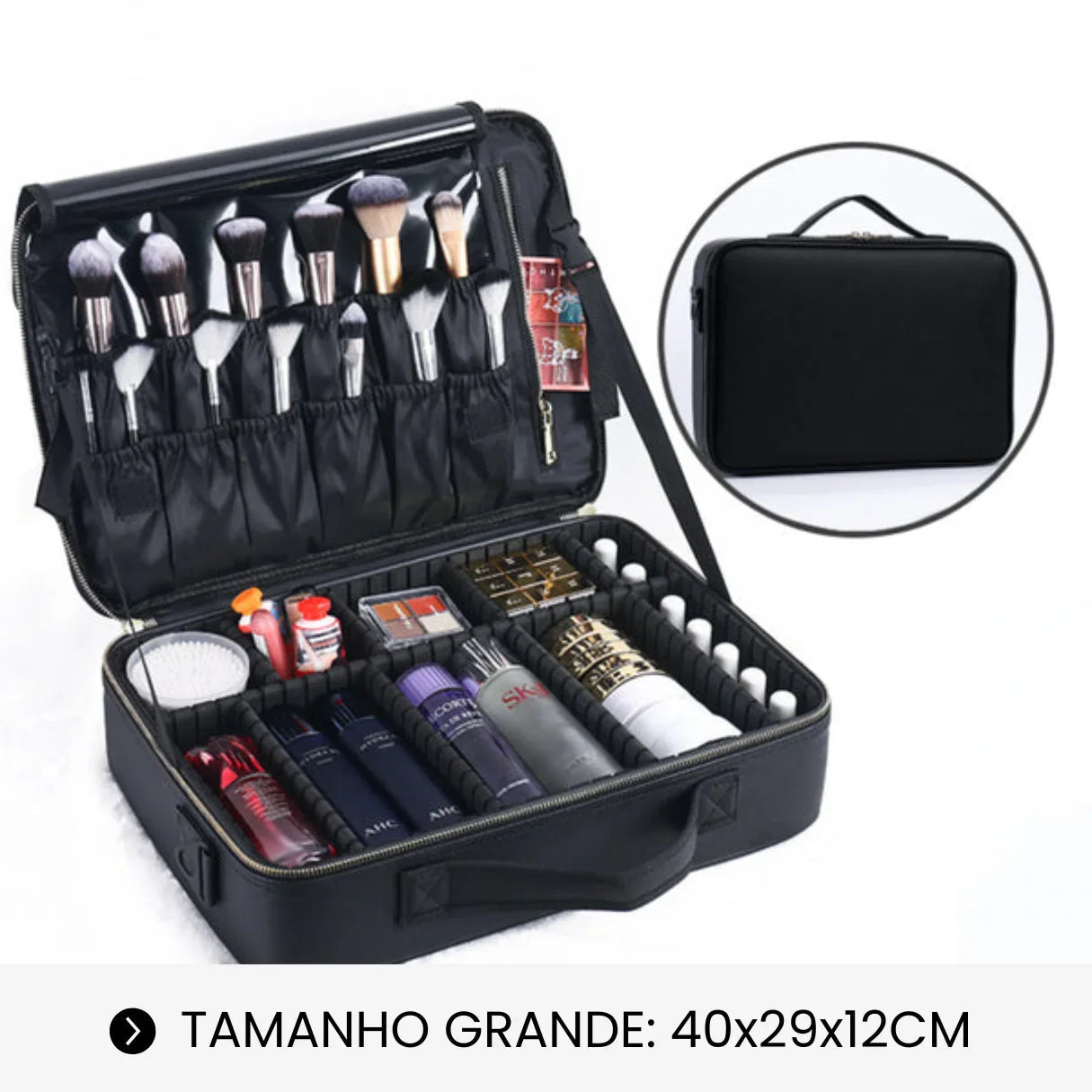 Maleta de Maquiagem Profissional Grande com Divisórias Ajustáveis - LaryBag™