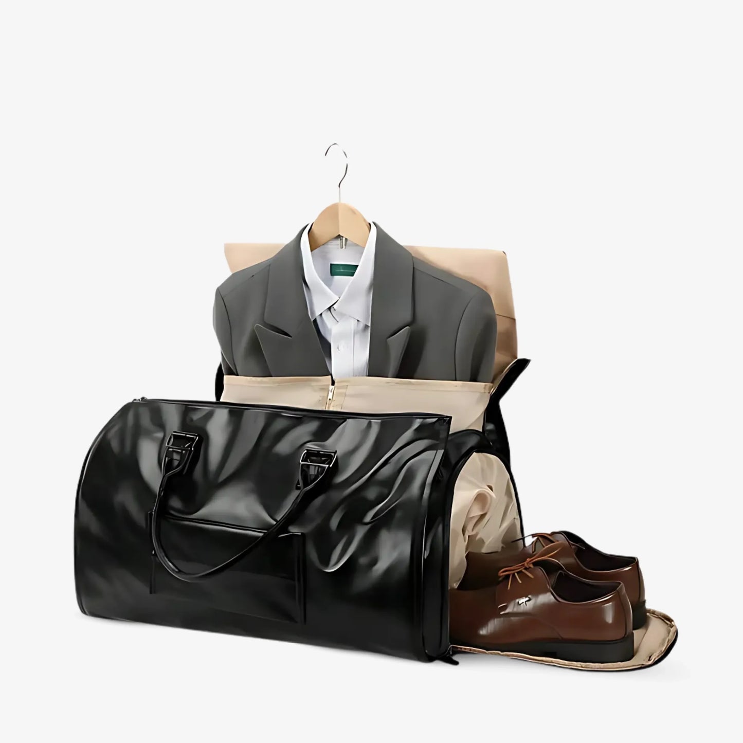 Bolsa de Viagem 2 em 1 Porta-Terno em Couro Premium - ClassyBag™