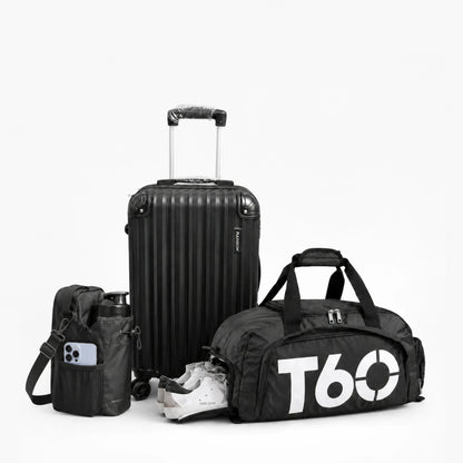 Kit Dinâmica Premium: Mala de Bordo 10kg ABS + Bolsa Esportiva T60 + BLINDES