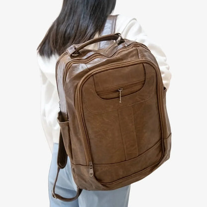 Mochila Feminina de Couro Antifurto para Notebook 15" Impermeável