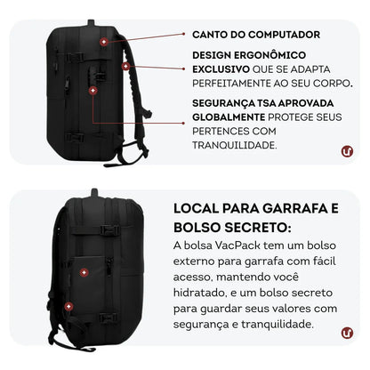 Mochila de Viagem Mala de Bordo a Vácuo 50L Impermeável - VacPack™