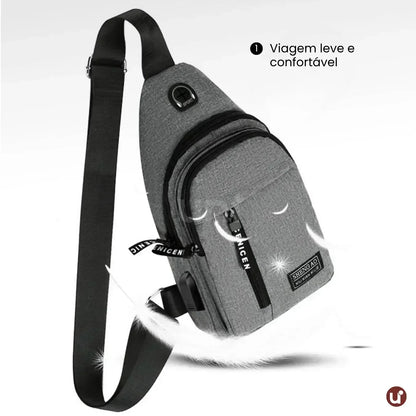Mochila Transversal Impermeável e Antifurto para Viagem - CrossMove™