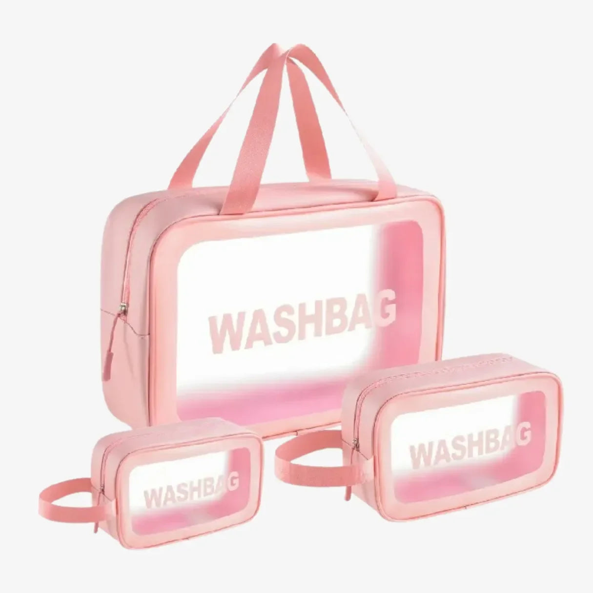 Kit 3 Necessaires Transparentes Impermeáveis para Viagem - WashBags™