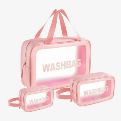 Kit 3 Necessaires Transparentes Impermeáveis para Viagem - WashBags™