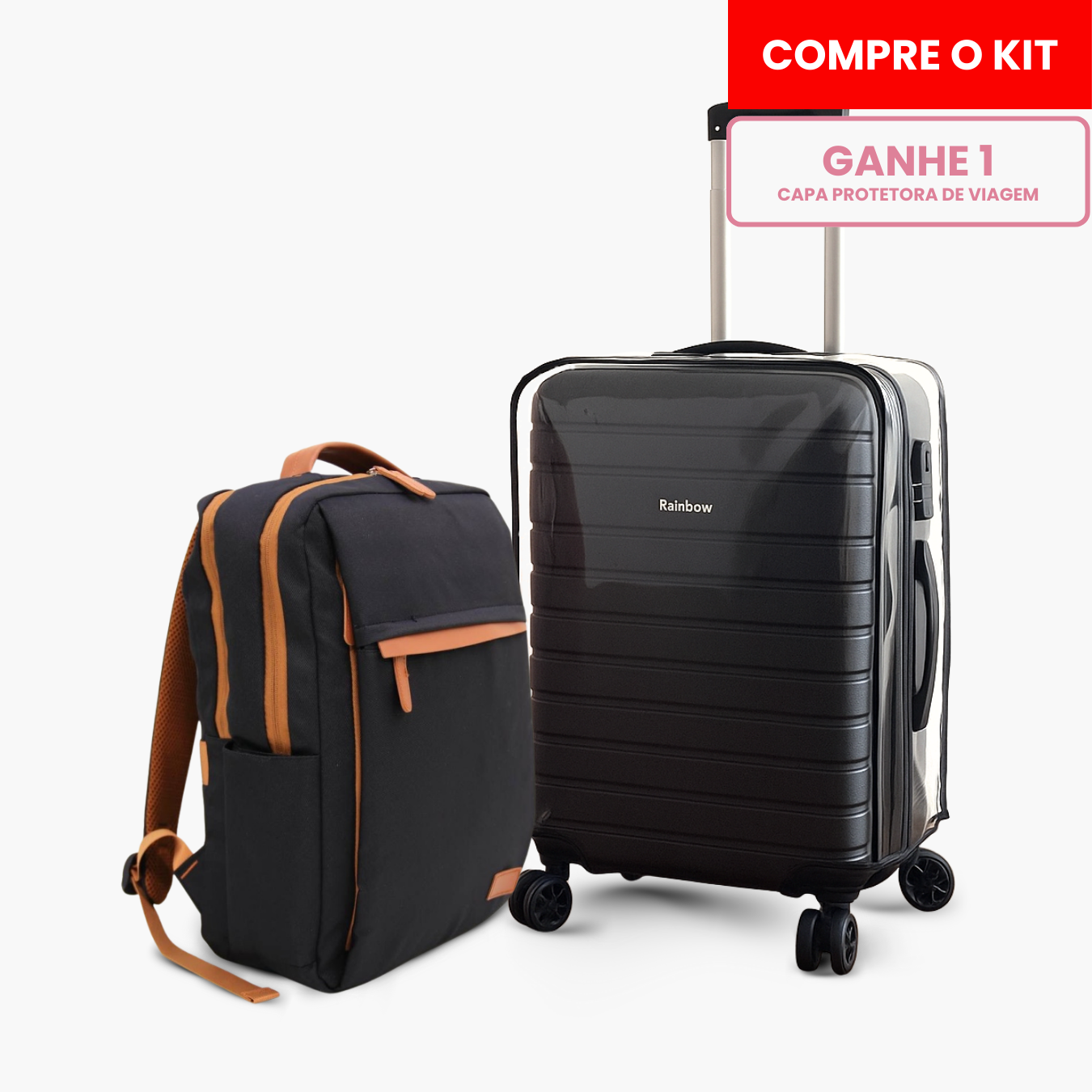 Kit Mala de Bordo 10kg e Mochila Siena™ com Capa Protetora