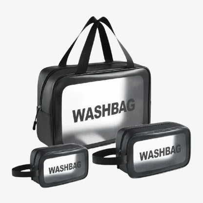 Kit 3 Necessaires Transparentes Impermeáveis para Viagem - WashBags™