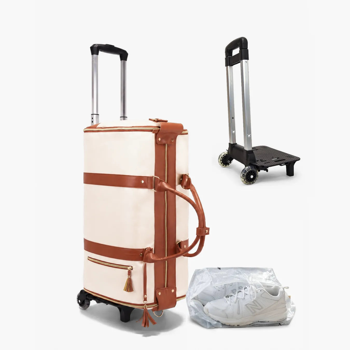 Mala de Bordo 10kg JetSetFemme™ - A Bolsa de Viagem Anti-Amasso (Bege Caramelo)