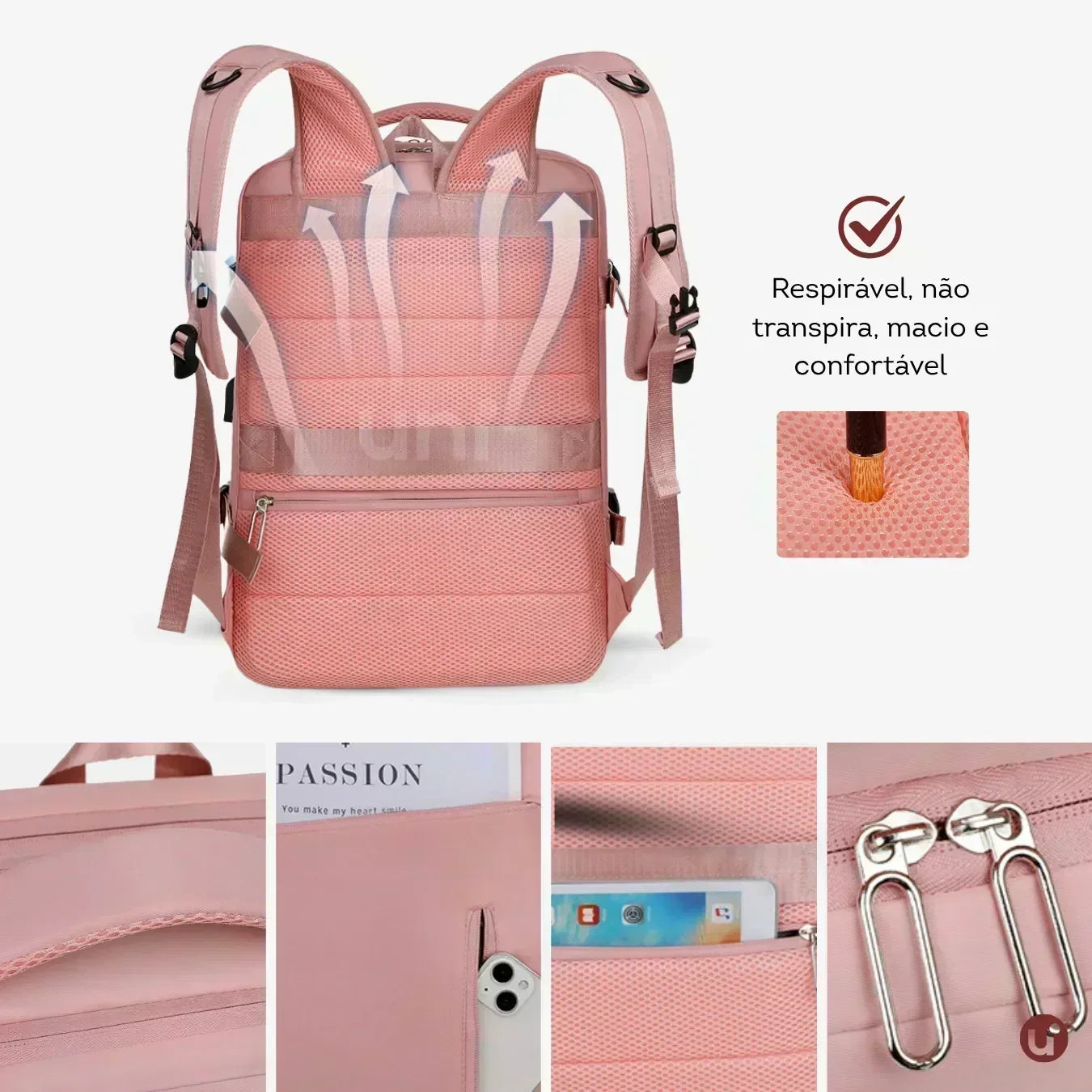 Mochila de Viagem 40L Impermeável Feminina - TravelMax™