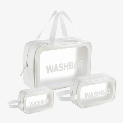 Kit 3 Necessaires Transparentes Impermeáveis para Viagem - WashBags™