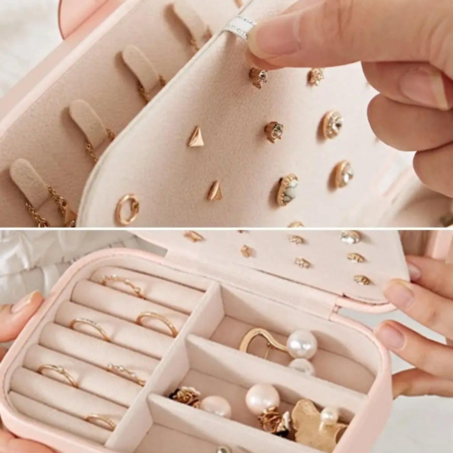 Porta-Joias de Viagem Portátil com Divisórias e Forro de Veludo - BellaBox®