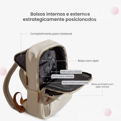 Mochila Executiva Feminina para Notebook Impermeável - RomaBag™
