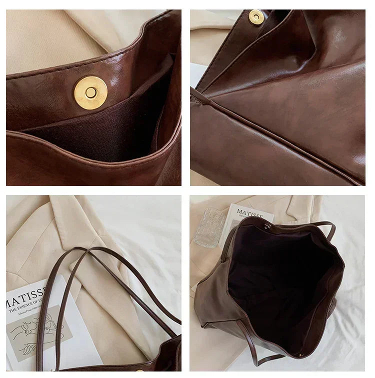 Bolsa de Couro Feminina Minimalista Grande - Morbol™