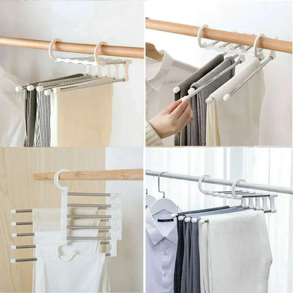 Cabide Dobrável 5 em 1 Aço Inoxidável Roupas Lisas e Desamassadas SpaceMagic™