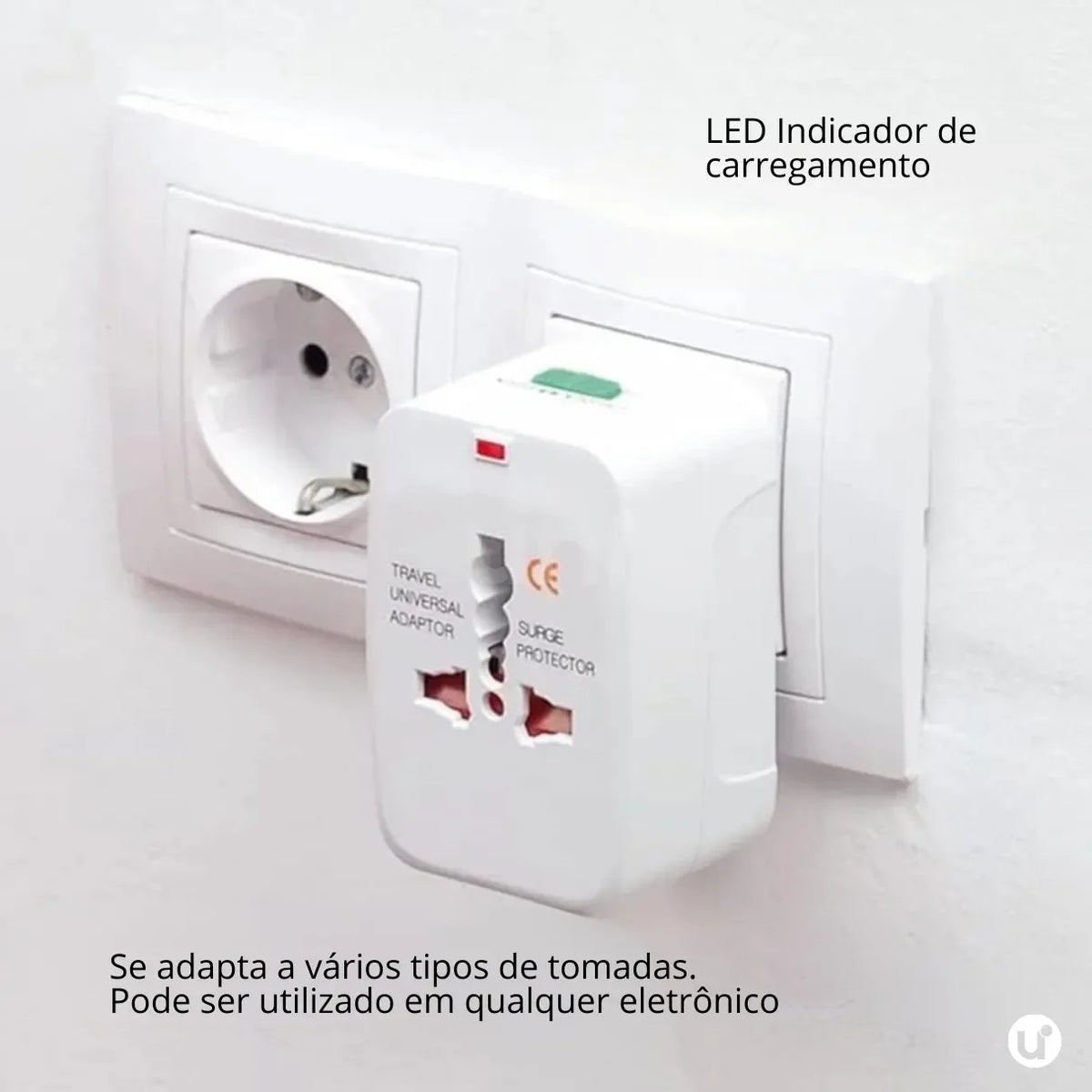 Adaptador de Tomada Internacional Universal Bivolt com Proteção Contra Surtos