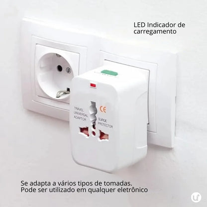Adaptador de Tomada Internacional Universal Bivolt com Proteção Contra Surtos