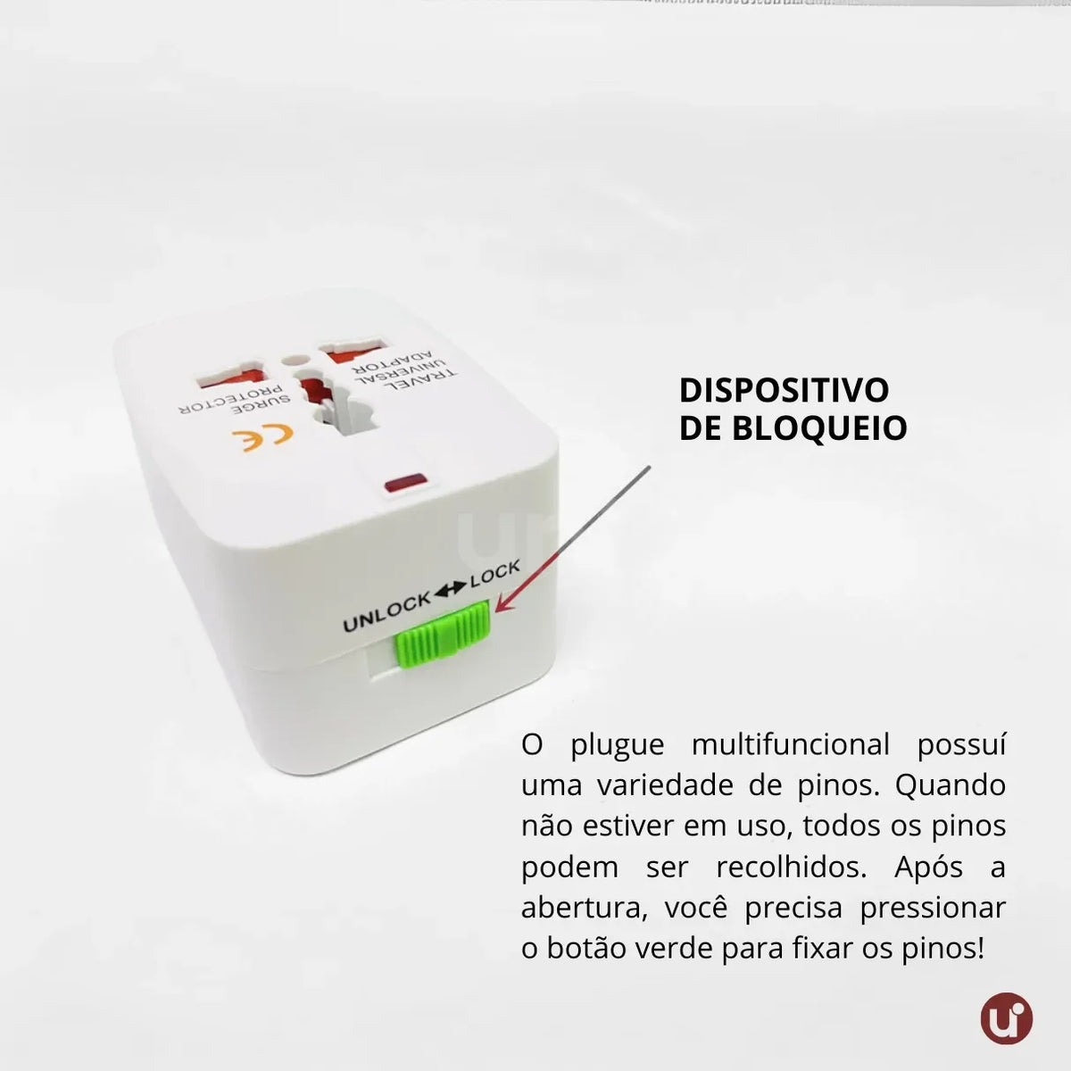 Adaptador de Tomada Internacional Universal Bivolt com Proteção Contra Surtos