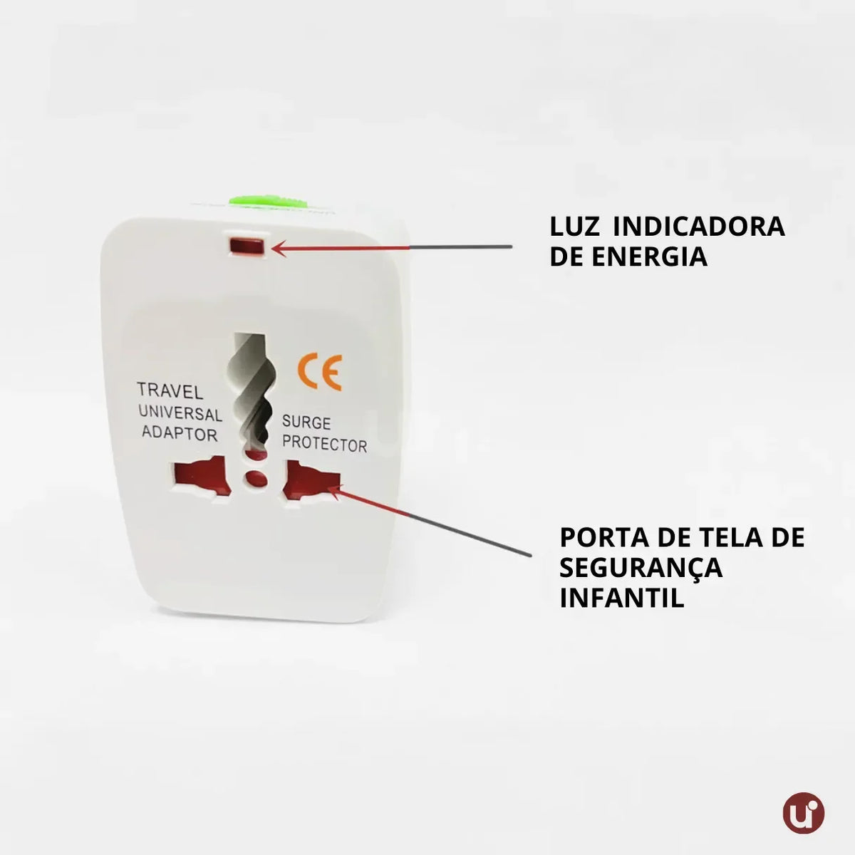 Adaptador de Tomada Internacional Universal Bivolt com Proteção Contra Surtos