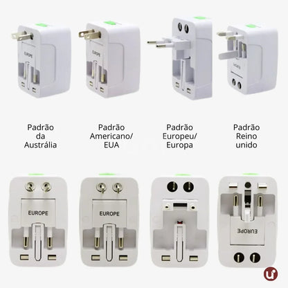 Adaptador de Tomada Internacional Universal Bivolt com Proteção Contra Surtos