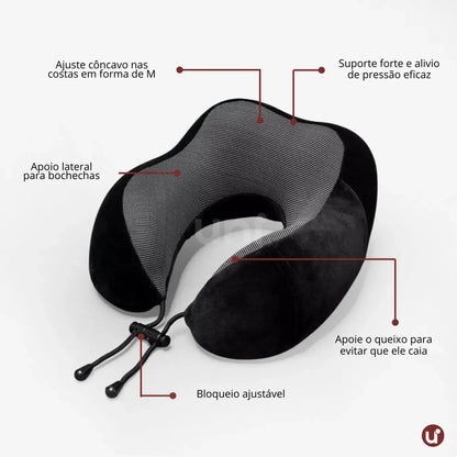 Almofada de Viagem Travesseiro de Pescoço Ergonômico com Espuma de Memória