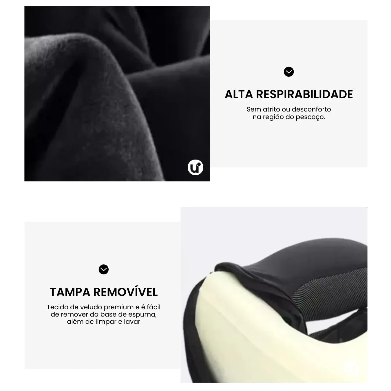 Almofada de Viagem Travesseiro de Pescoço Ergonômico com Espuma de Memória