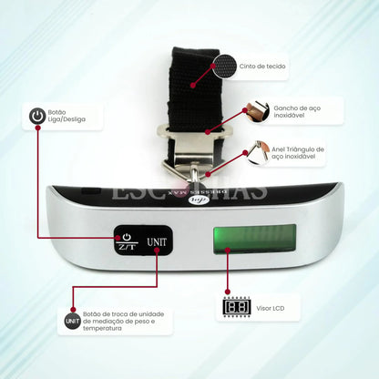Balança Digital de Mão para Mala de Viagem 50kg - Portátil
