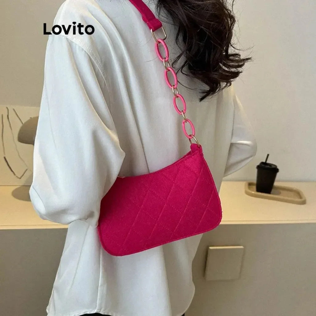 Bolsa de Ombro Hobo Minimalista com Alça de Corrente - Lovito™