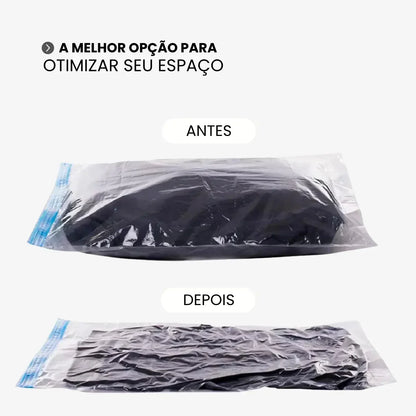 Kit Saco a Vácuo para Roupas com Bomba - Viagem e Armário