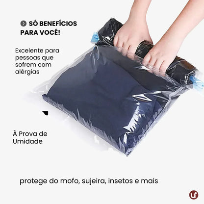 Kit Saco a Vácuo para Roupas com Bomba - Viagem e Armário