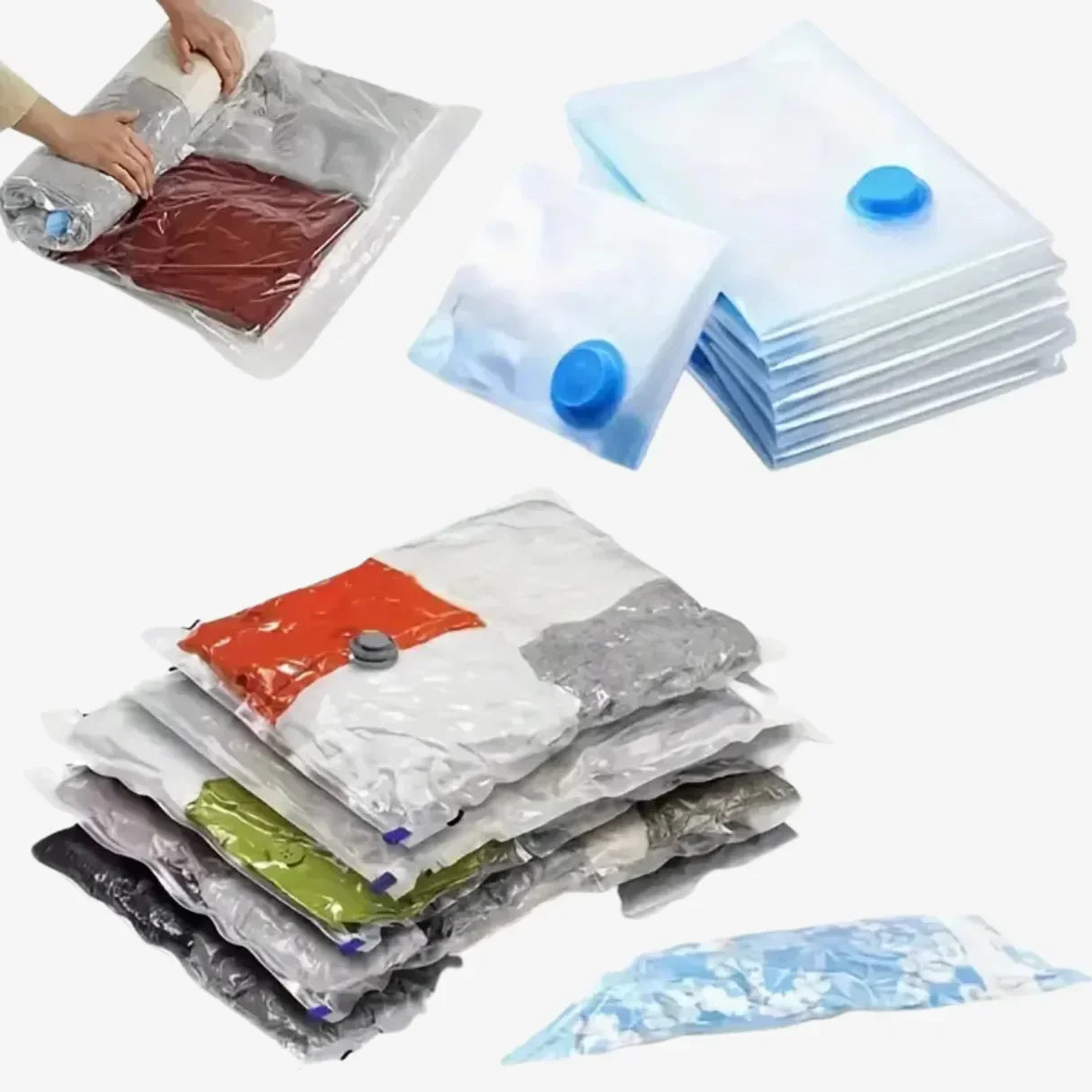 Kit Saco a Vácuo para Roupas com Bomba - Viagem e Armário
