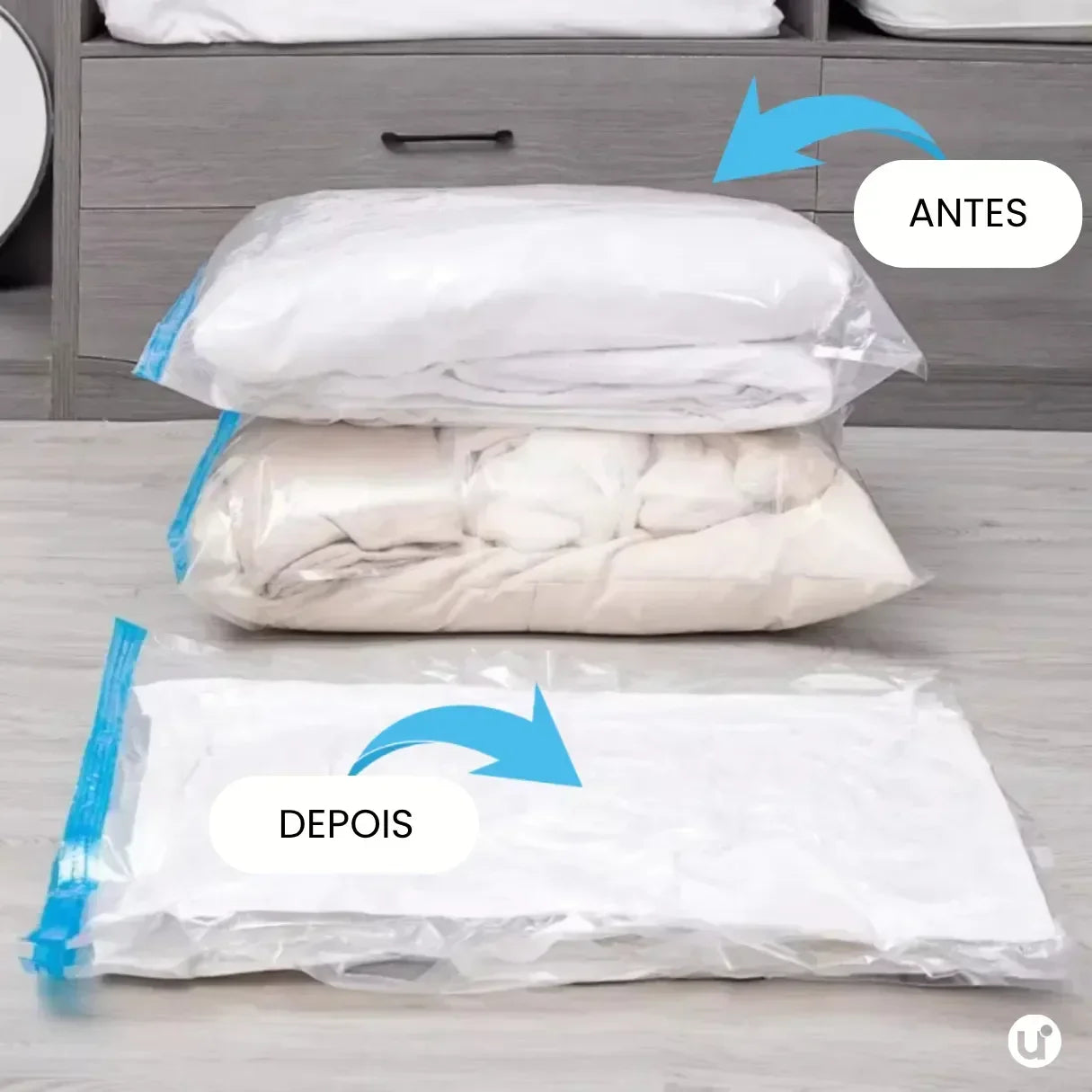 Kit Saco a Vácuo para Roupas com Bomba - Viagem e Armário