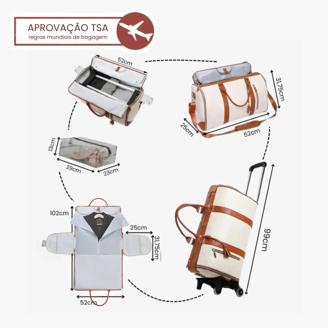 Mala de Bordo 10kg JetSetFemme™ - A Bolsa de Viagem Anti-Amasso (3 Cores)