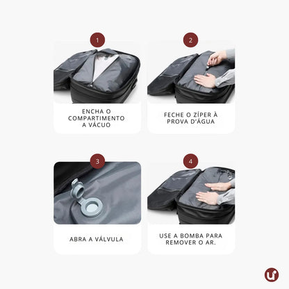 Mochila de Viagem com Compressão a Vácuo Impermeável 60L - AirBag Pack™