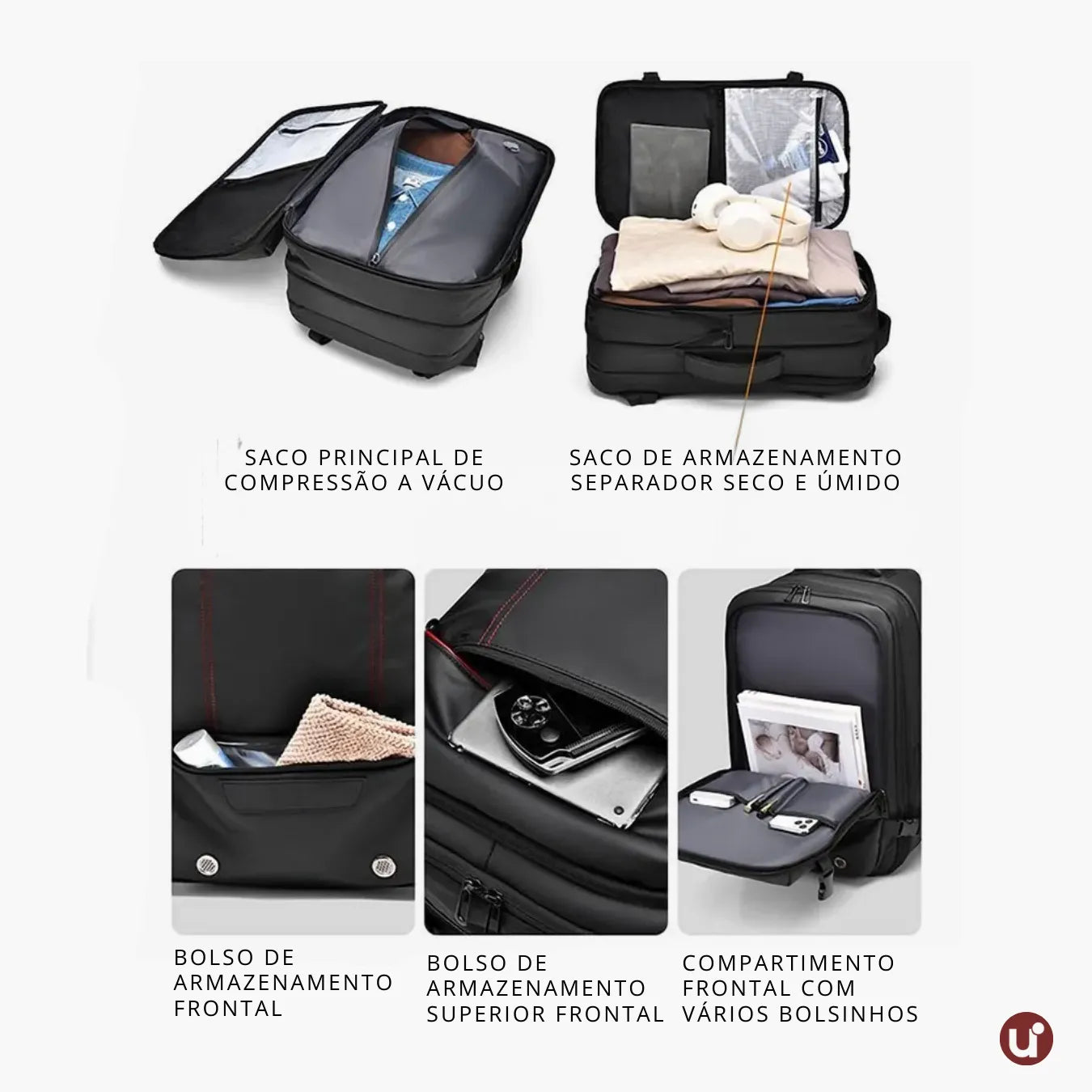 Mochila de Viagem com Compressão a Vácuo Impermeável 60L - AirBag Pack™