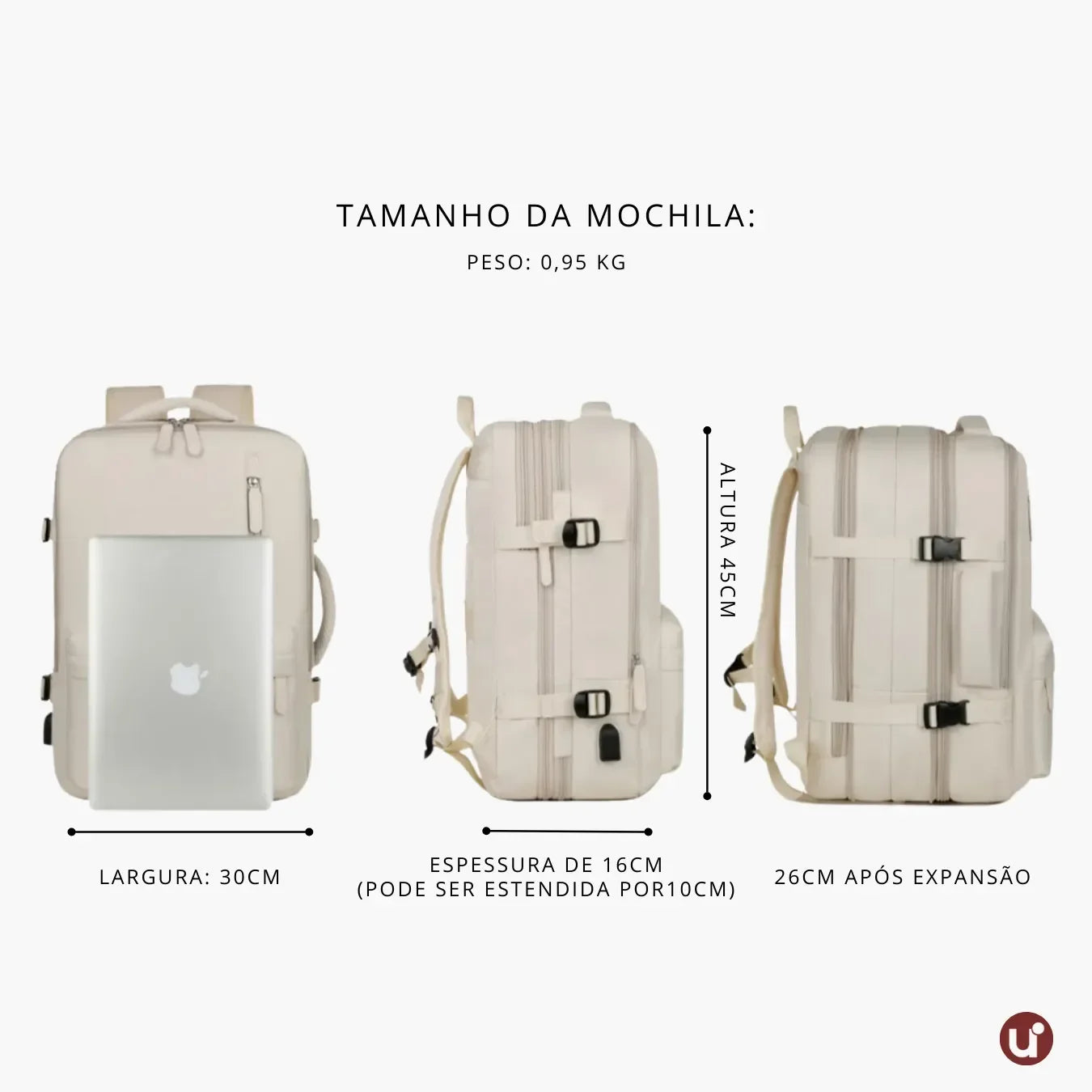 Mochila de Viagem Expansível Feminina para Notebook - BellaJourney 2.0