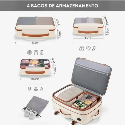 Mochila de Viagem 40L Expansível + 3 Necessaires Grátis