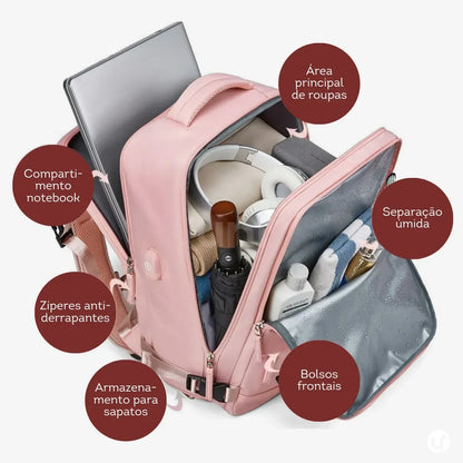 Mochila de Viagem 35L Bagagem de Mão Impermeável - BagTravel™