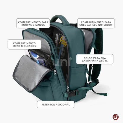 Mochila de Viagem Feminina Mala de Bordo Impermeável 29L - BellaJourney™