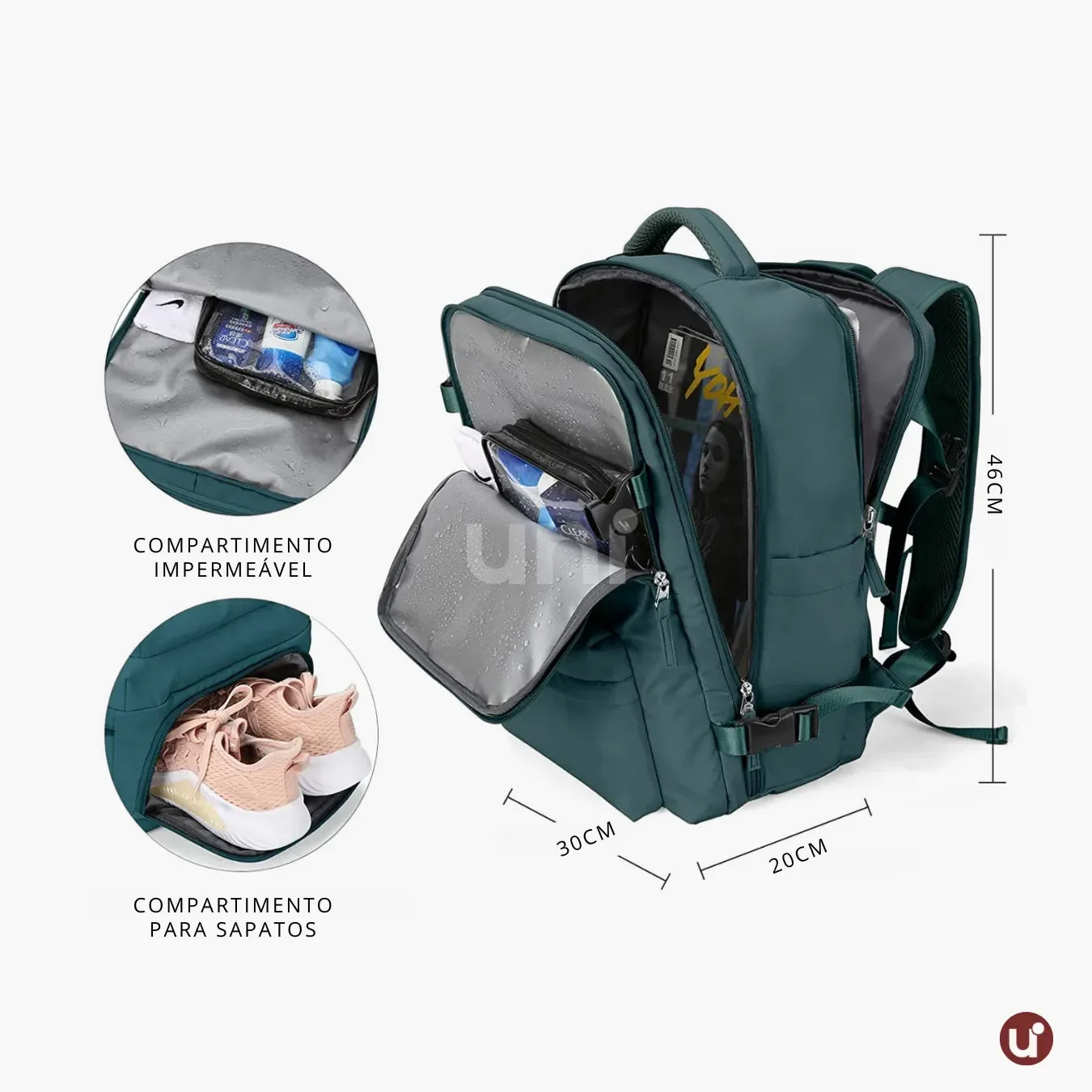 Mochila de Viagem Feminina Mala de Bordo Impermeável 29L - BellaJourney™