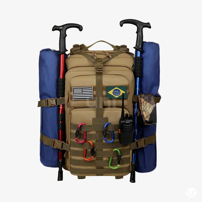 Mochila Tática Militar 50L Impermeável Tactical Titan™ | Brinde: Patch Bandeira do Brasil