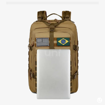 Mochila Tática Militar 50L Impermeável Tactical Titan™ | Brinde: Patch Bandeira do Brasil
